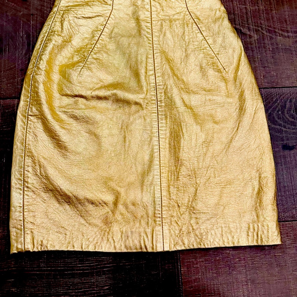 Vintage 1980s “Michael Hoban North Beach” Gold Leather Miniskirt